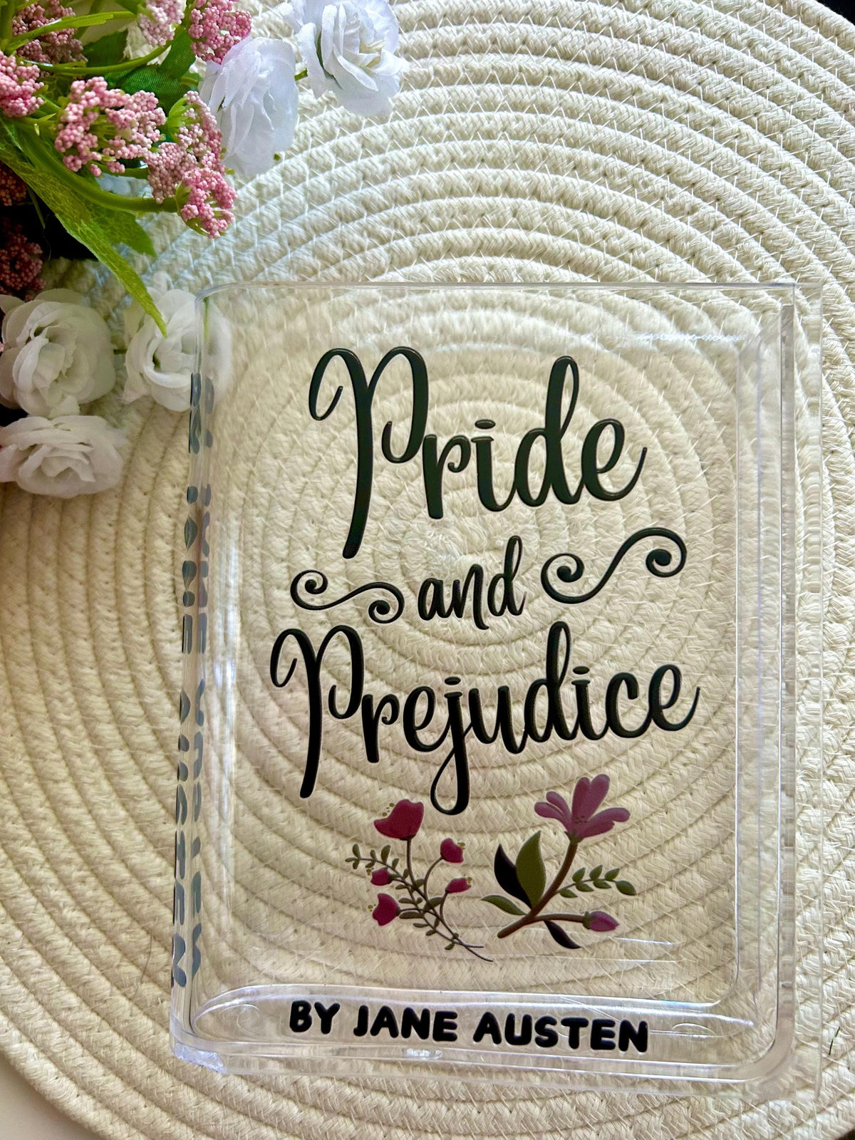 Pride and Prejudice Book Vase, Acrylic Book Decor (Cosmetic Defect)