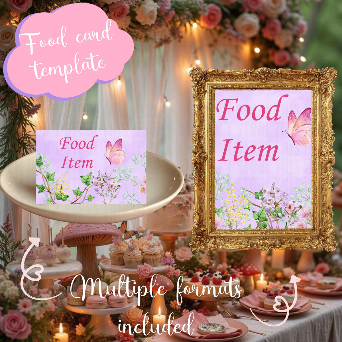 Fairy First Birthday Invitation Bundle Templates, Canva Editable (Digital Download)