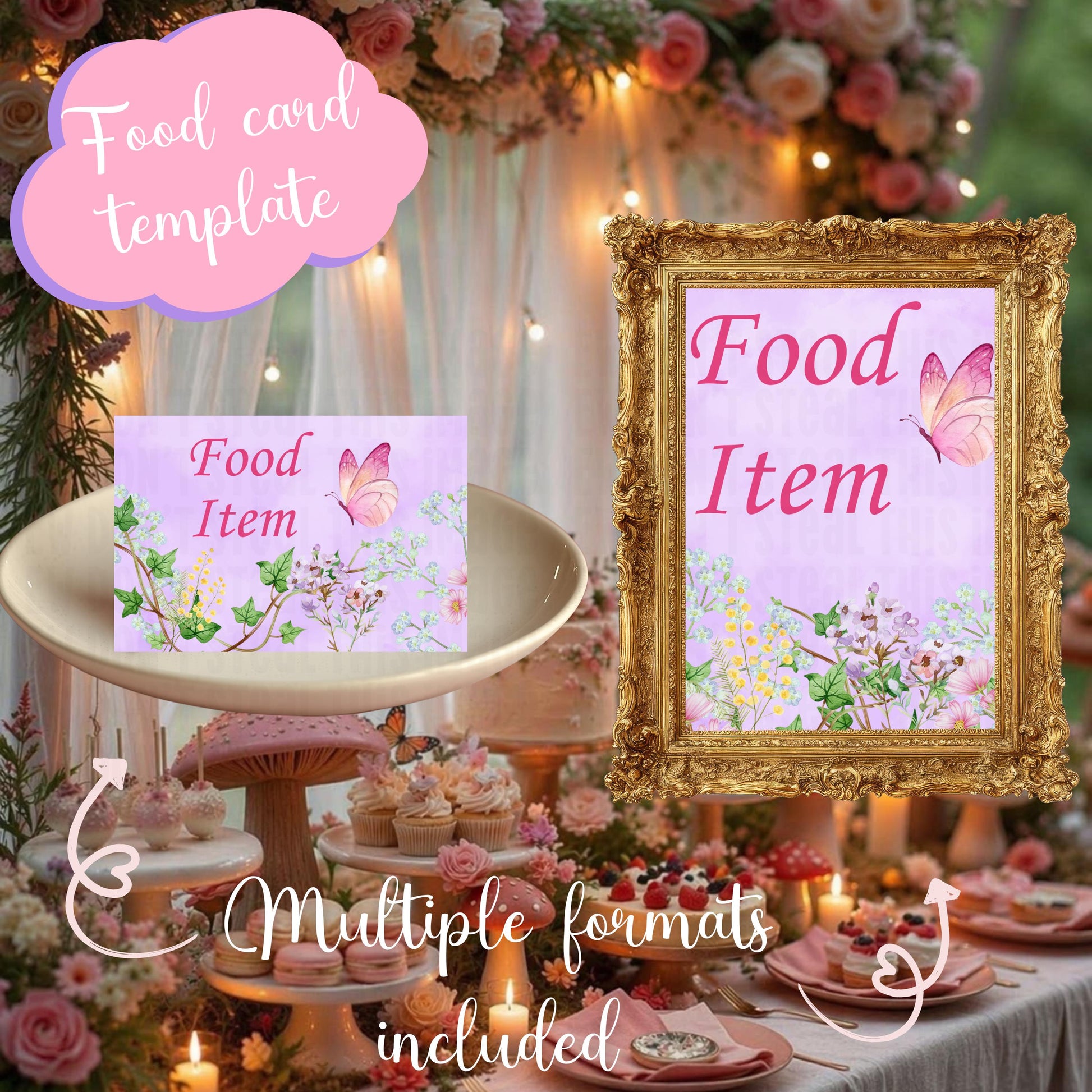 Fairy First Birthday Invitation Bundle Templates, Canva Editable (Digital Download)