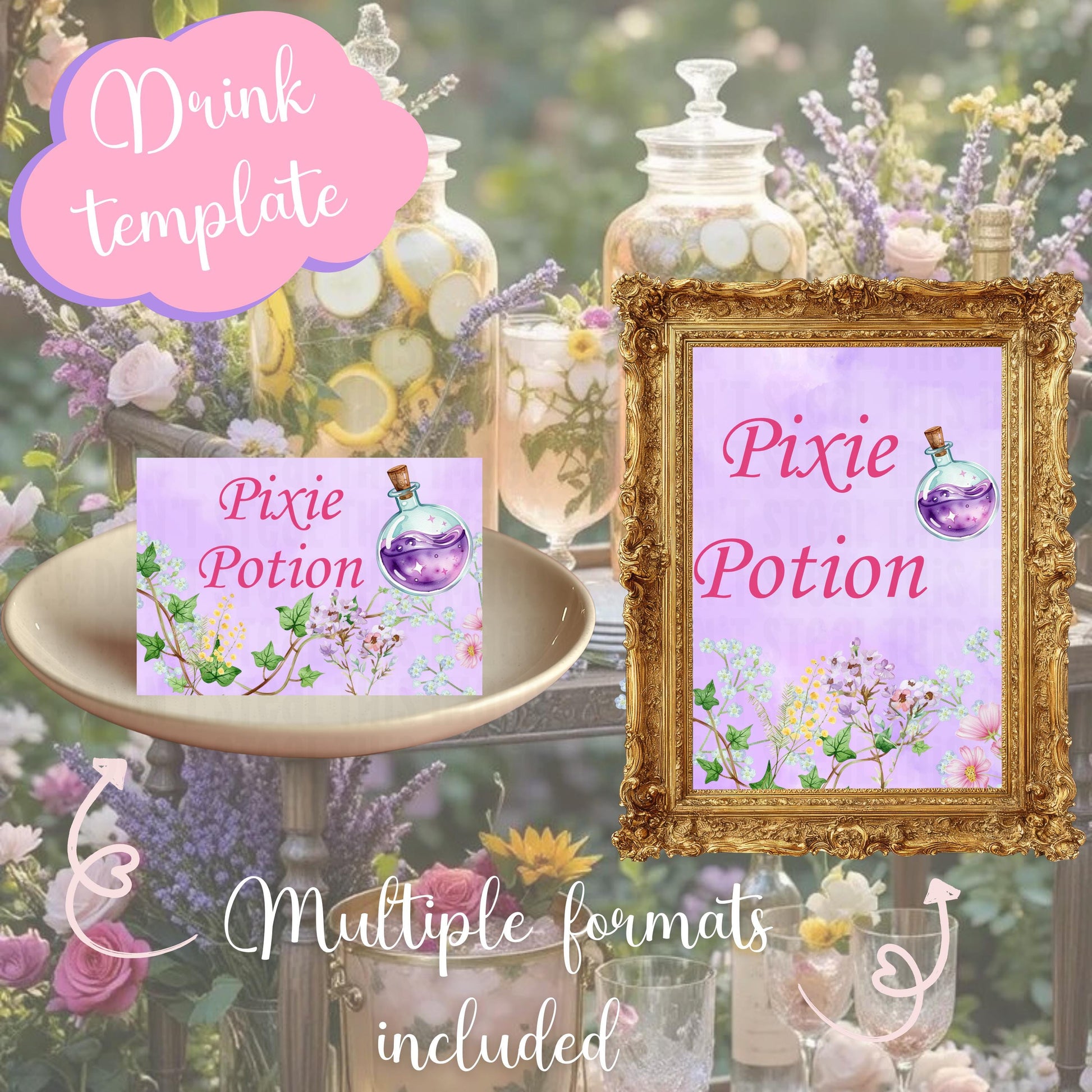 Fairy First Birthday Invitation Bundle Templates, Canva Editable (Digital Download)