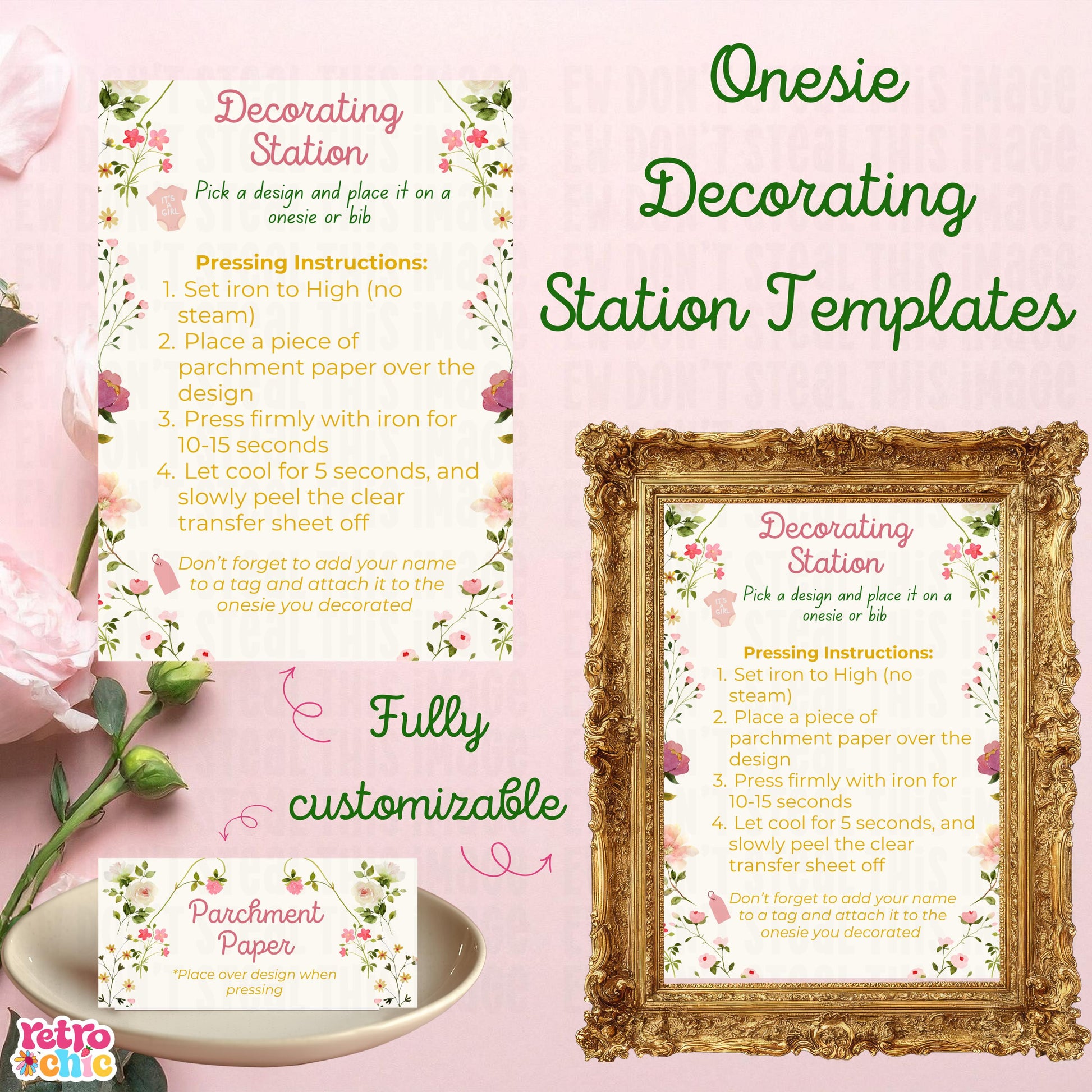 Baby in Bloom Shower Invitation Bundle, Editable Canva Templates (Digital Download)