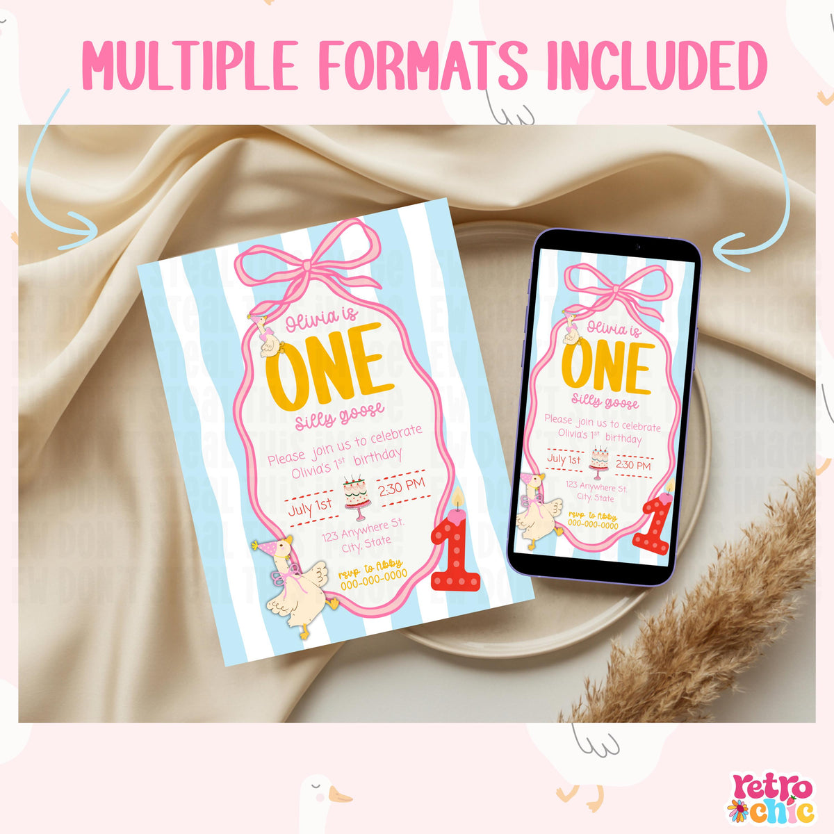 Silly Goose Birthday Invitation Canva Template Bundle (Digital Download)
