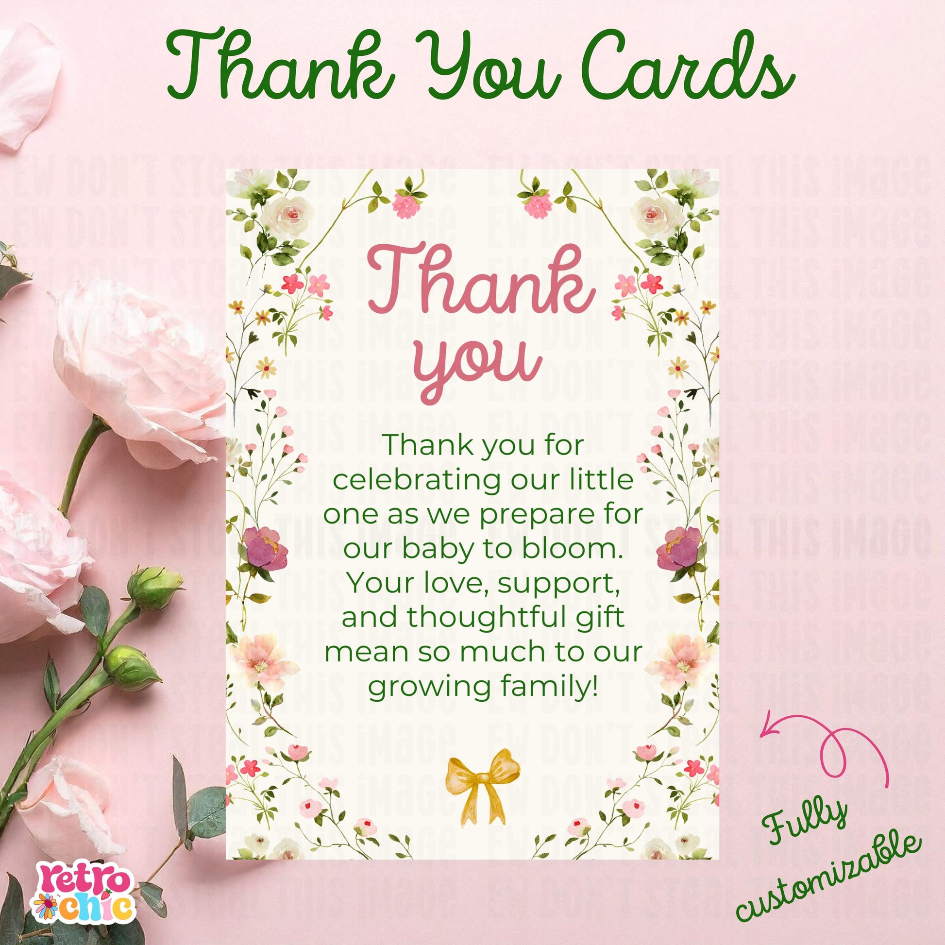 Baby in Bloom Shower Invitation Bundle, Editable Canva Templates (Digital Download)