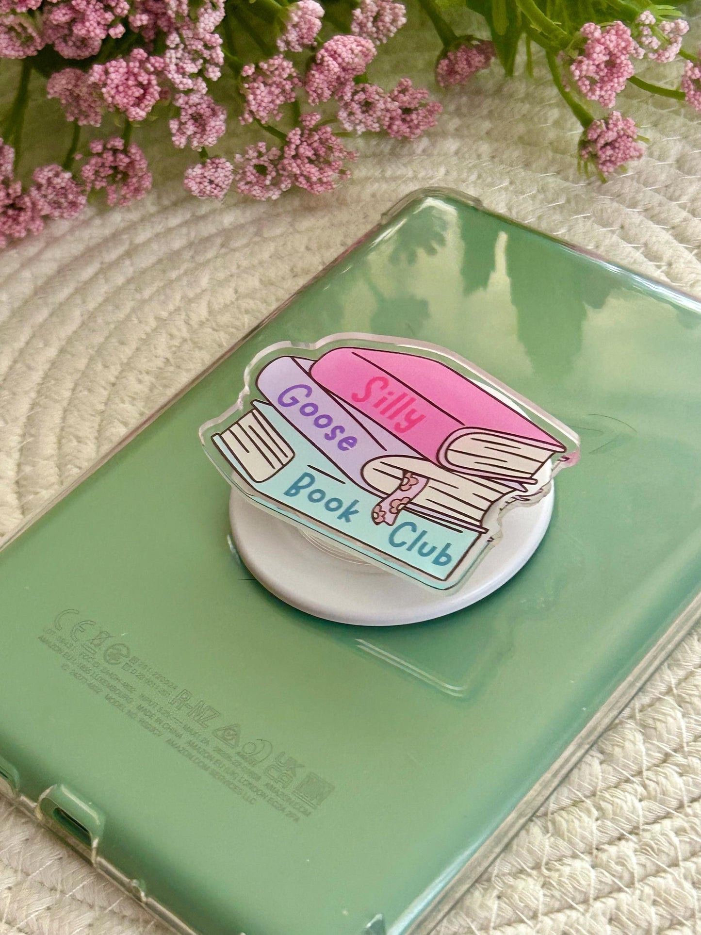 Silly Goose Book Club Phone Grip, Acrylic E-reader Accessory