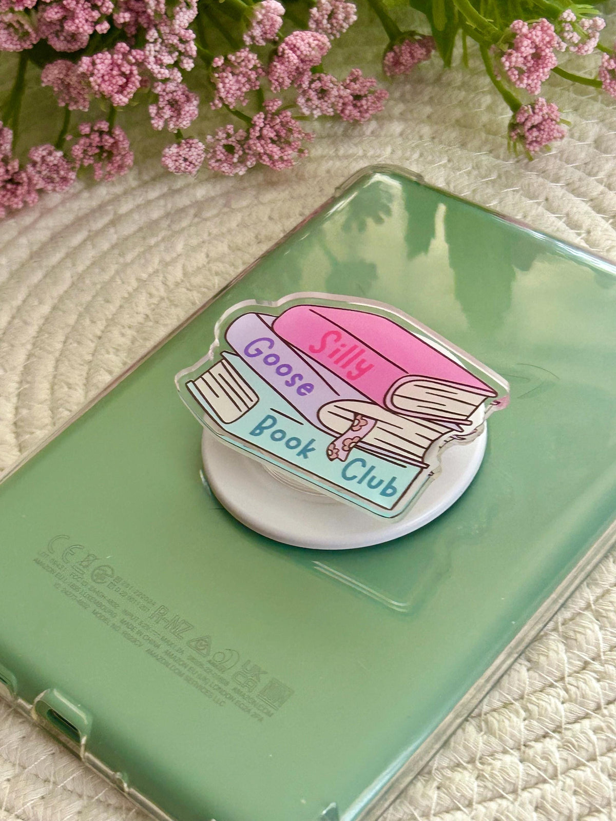 Silly Goose Book Club Phone Grip, Acrylic E-reader Accessory