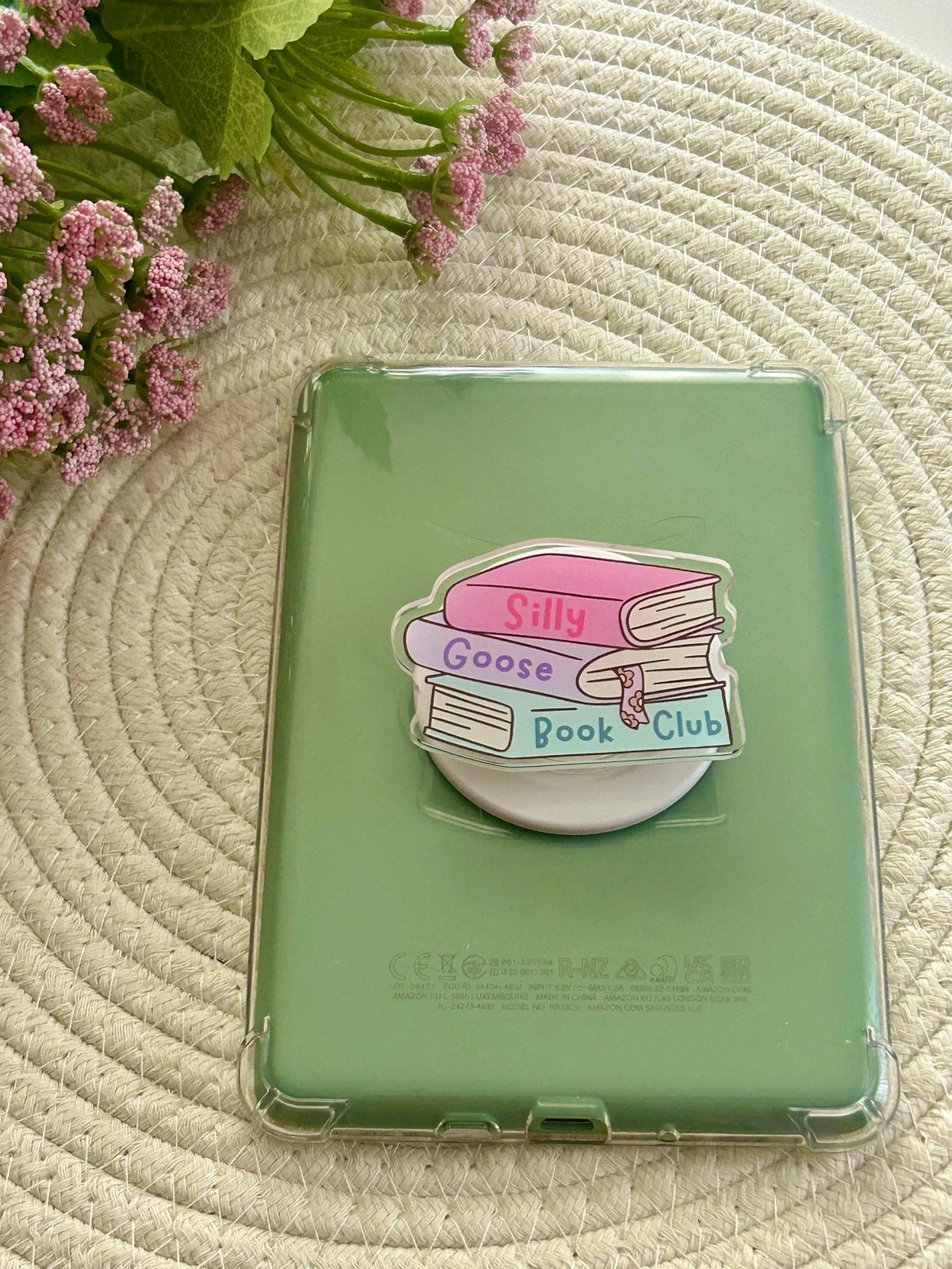 Silly Goose Book Club Phone Grip, Acrylic E-reader Accessory
