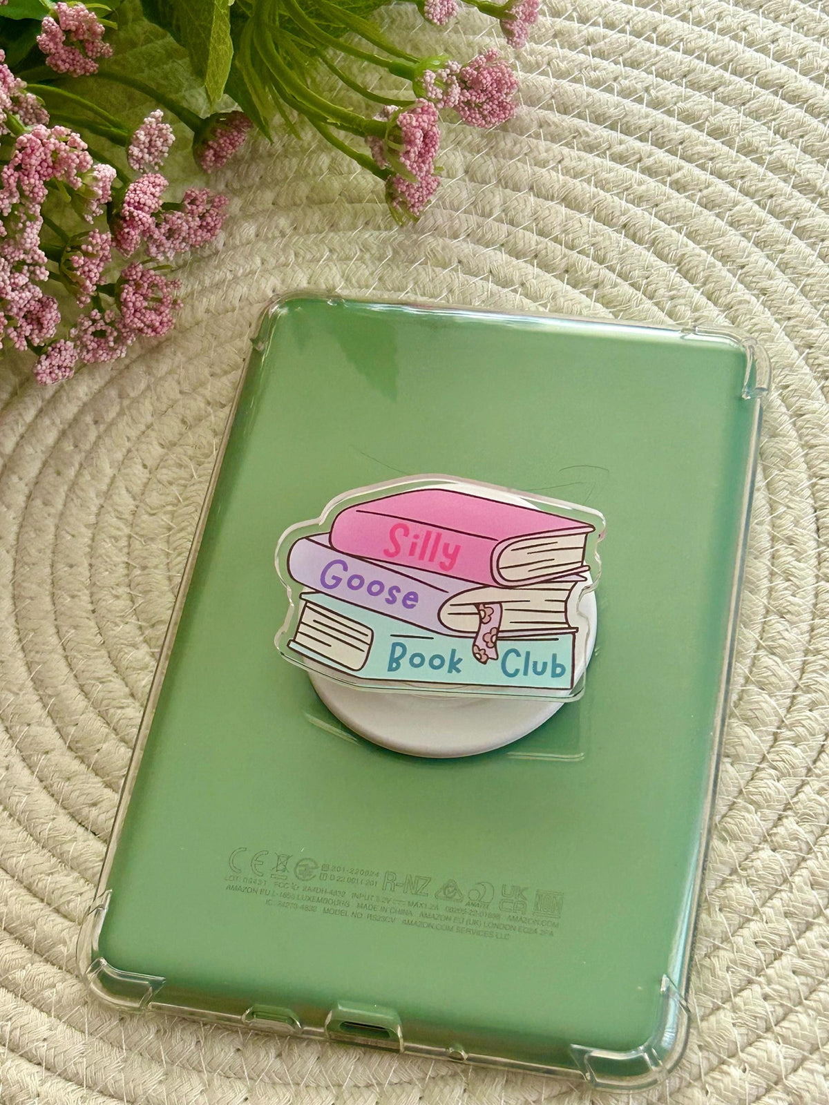 Silly Goose Book Club Phone Grip, Acrylic E-reader Accessory